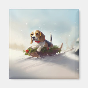 Imã Inverno da neve do Natal da Beagle