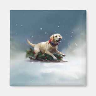 Imã Inverno de neve de Natal Labrador