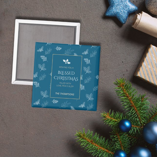 Imã Inverno Dourado elegante deixa Natal azul (Criador carregado)