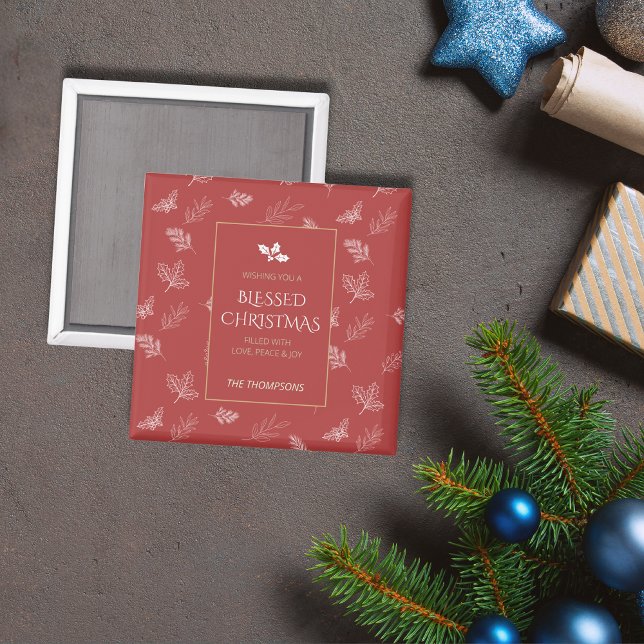 Imã Inverno Dourado elegante deixa o Natal vermelho (Criador carregado)