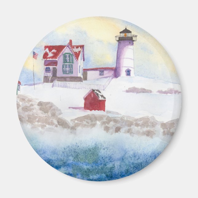Imã Inverno em Nubble LIghthouse no Maine (Frente)