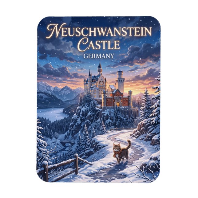 Ímã Inverno no Castelo de Neuschwanstein Alemanha (Vertical)