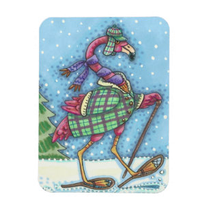 ÍMÃ INVERNO SNOWSHOES PINK FLAMINGO MAGNET
