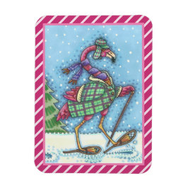 ÍMÃ INVERNO SNOWSHOES PINK FLAMINGO MAGNET
