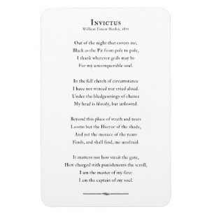 Ímã Invictus Poem, imã de geladeira de citação insp