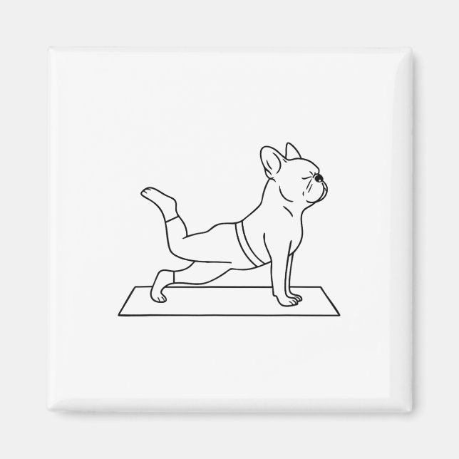Imã Ioga de Bulldog Francês Engraçado Frenchie  (Frente)
