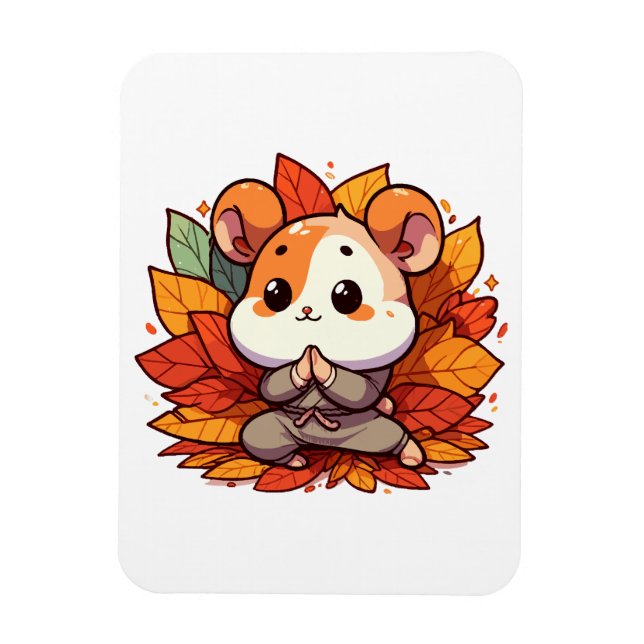 Ímã Ioga de hamster outono Kawaii (Vertical)