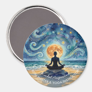 Imã Ioga Meditação Céu Noturno Estrelado Lua Praia Oce