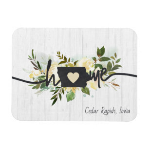 Ímã Iowa State Personalizado Sua Cidade Natal Rustic C