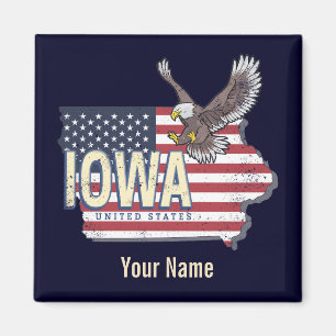 Imã Iowa United States Retro State Map Vintage EUA
