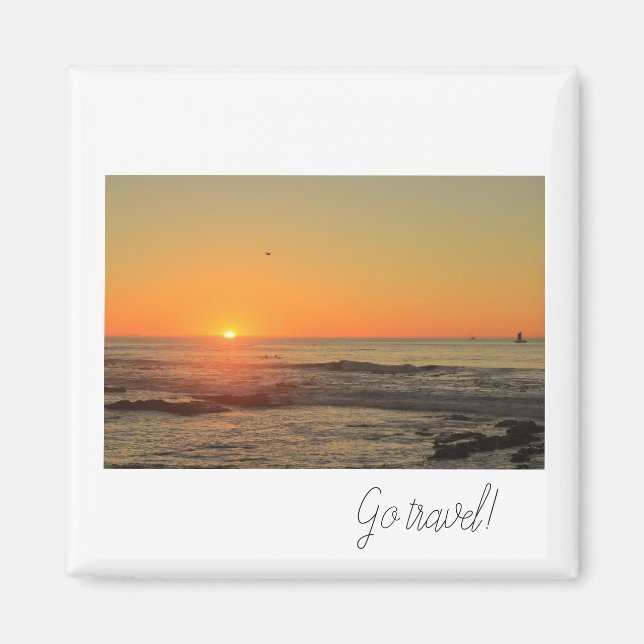 Imã Ir viagem Sunset Ocean Yacht Magnet (Frente)