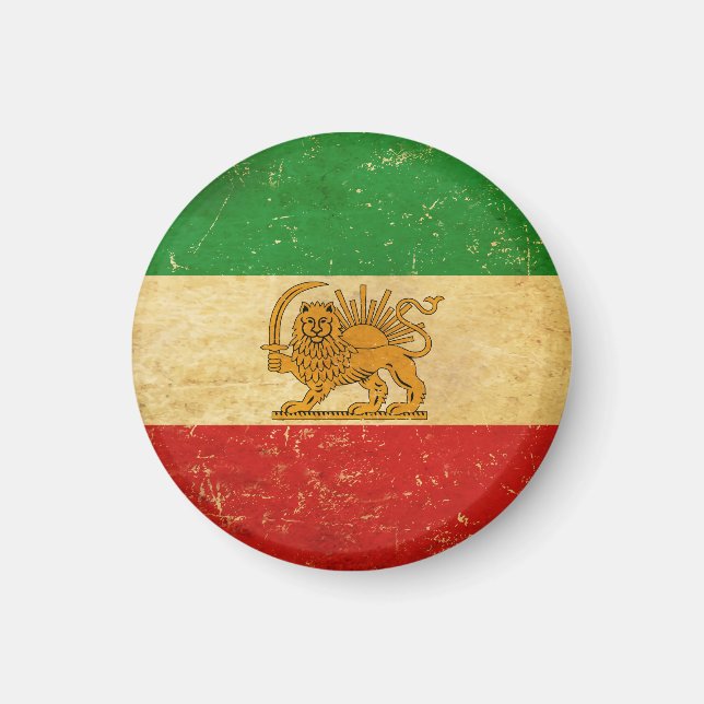 Imã Irã Flag Lion e Sun Shah do Irã Flag Magnet (Frente)
