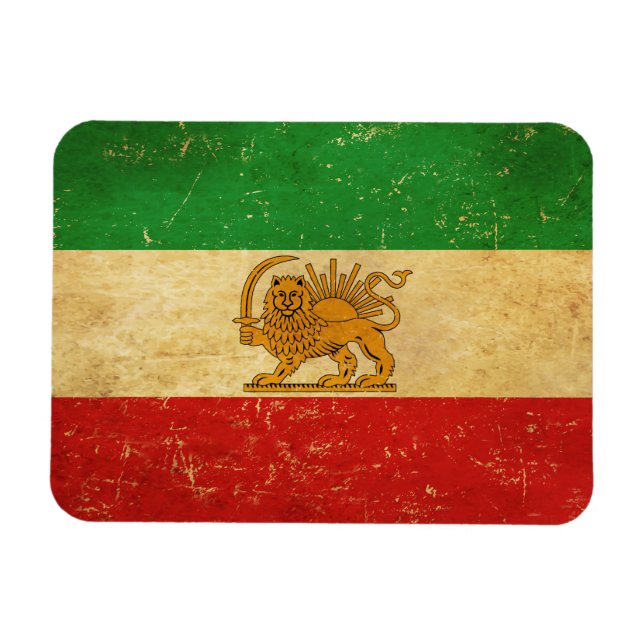 Ímã Iran Flag Lion and Sun Shah of Iran Flag (Horizontal)