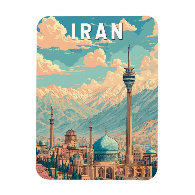 Ímã Iran Illustration Travel Art Vintage (Vertical)