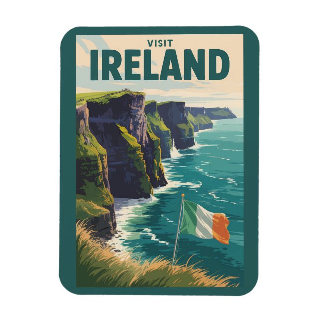 Ímã Ireland Cliffs of Moher Illustration Travel Art (Vertical)