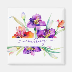 Imã Íris em aquarela roxa personalizada