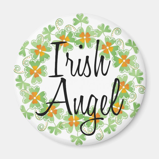 Imã Irish Angel Shamrock Wreath (Frente)