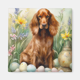 Imã Irish Red Setter com Ovos de Páscoa