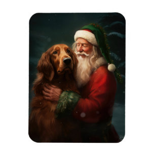 Ímã Irish Red Setter Papai Noel Natal Festivo
