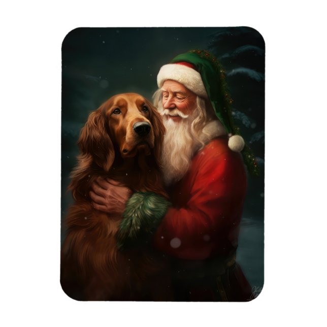 Ímã Irish Red Setter Papai Noel Natal Festivo (Vertical)
