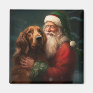 Imã Irish Red Setter Papai Noel Natal Festivo