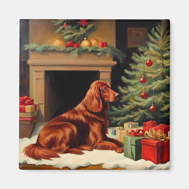 Imã Irish Setter Christmas (Frente)