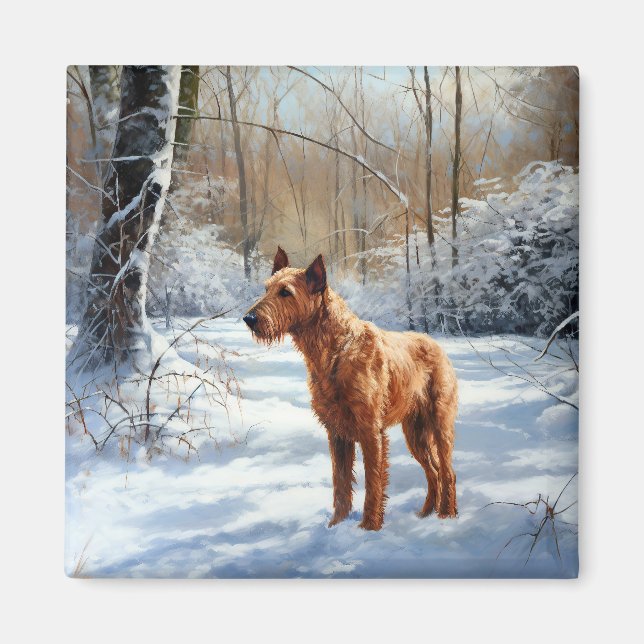 Imã Irish Terrier Deixe Nevar Natal (Frente)