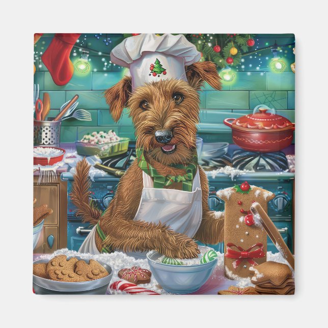 Imã Irish Terrier Holiday Baking: Natal Festivo (Frente)