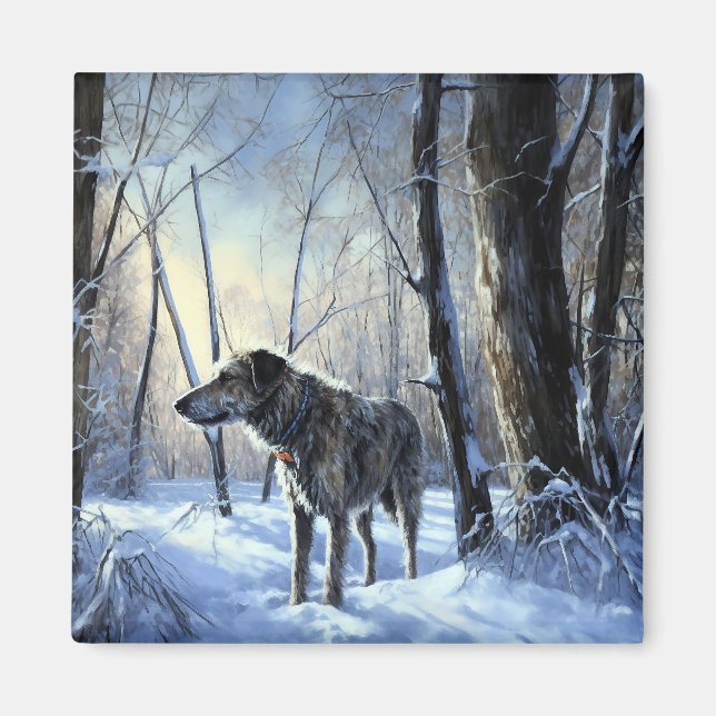 Imã Irish Wolfhound Deixe-o nevar no Natal (Frente)