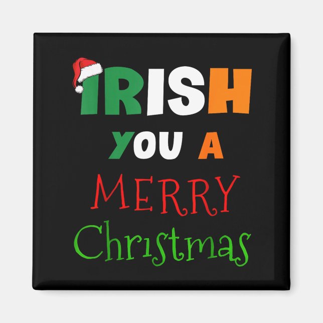 Imã Irish You A Merry Christmas Ireland Flag Xmas Hat  (Frente)