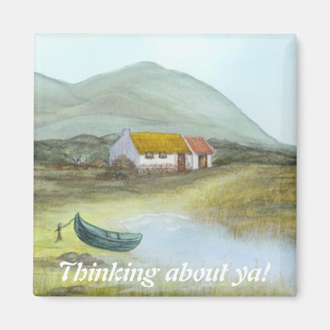 Imã Irlandês Cottage Magnet "Pensando em você!" (Frente)