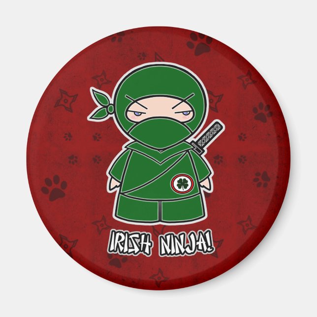 Imã Irlandês Ninja! Em Red Magnet (Frente)