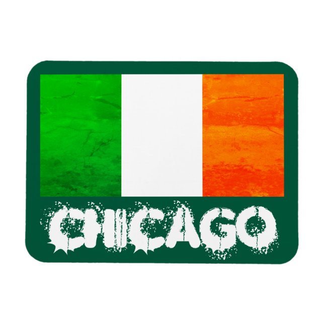Ímã Irlandeses em Chicago com a Bandeira da Irlanda -  (Horizontal)