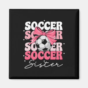 Imã Irmã de Futebol Groovy Coquette Bow Futebol _2