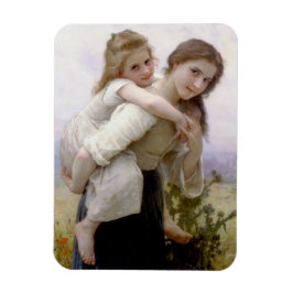 Ímã Irmã Mais Velho Dando A Irmã Mais Jovem A Corrida 