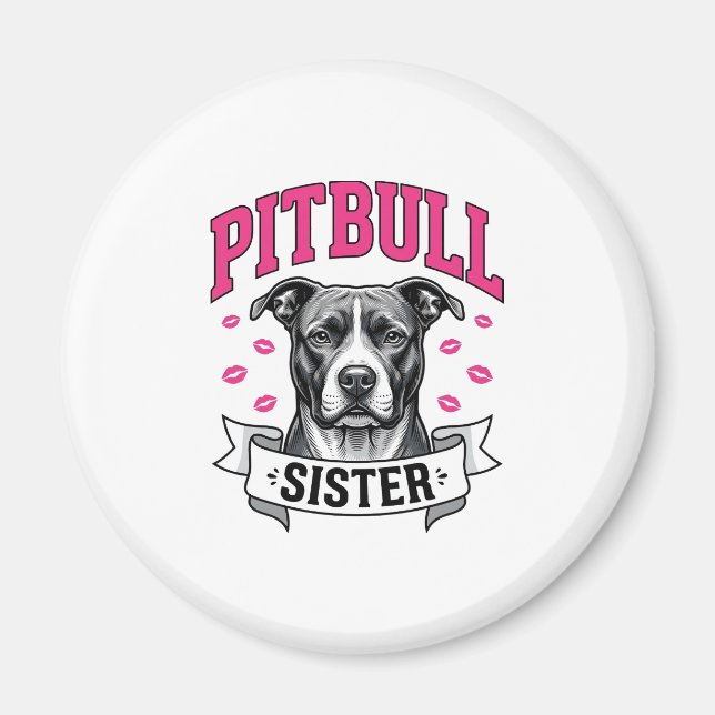 Imã Irmã Pitbull Design Vetorial de Amante de Cachorro (Frente)