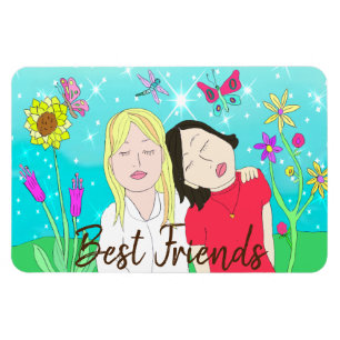 Ímã Irmãs Whimsical Folk Art Palavra desenhada