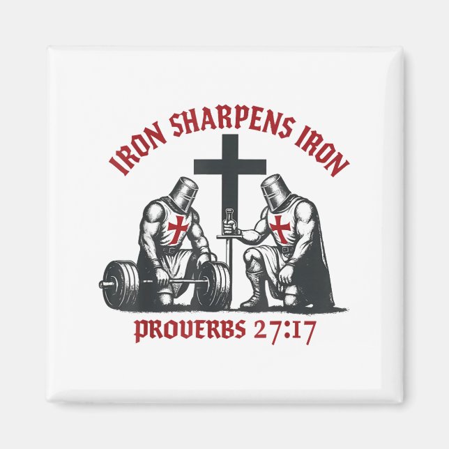 Imã Iron Sharpens Iron Bible Scripture Christian Gym W (Frente)