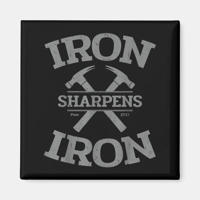 Imã Iron Sharpens Iron Proverbs 27_17 Gym Workout Men  (Frente)