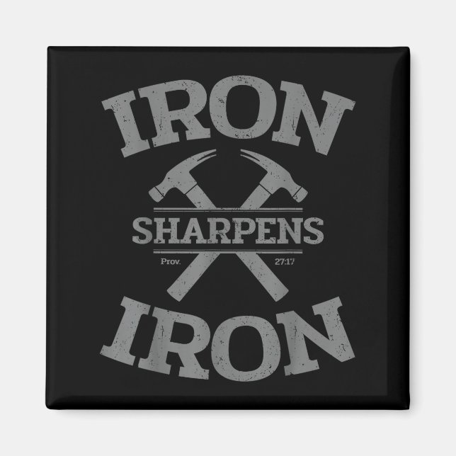 Imã Iron Sharpens Iron Proverbs 27_17 Gym Workout Men  (Frente)
