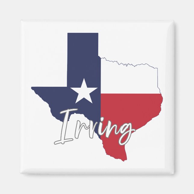 Imã Irving, Texas Flag Map Magnet (Frente)