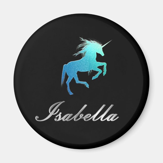 Imã Isabella name magnet - Glitter Unicorn, brilhante (Frente)