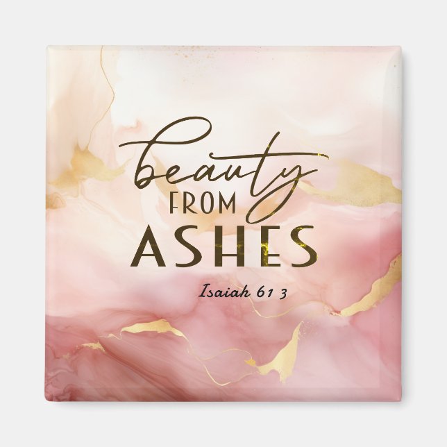 Imã Isaiah 61 3 Beleza da Bíblia Ashes Verse Pink (Frente)