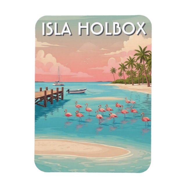 Ímã Isla Holbox Mexico Travel Beach (Vertical)