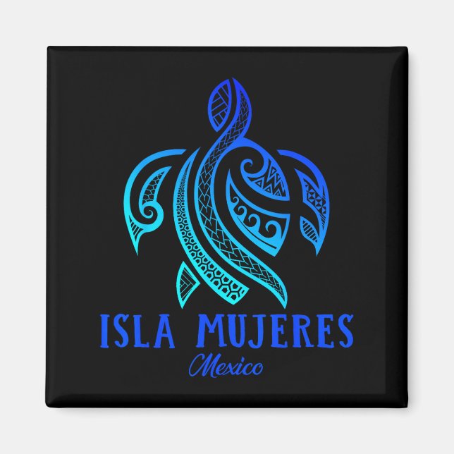 Imã Isla Mujeres Mexico Sea Turtle Tie Dye Hibiscus Va (Frente)