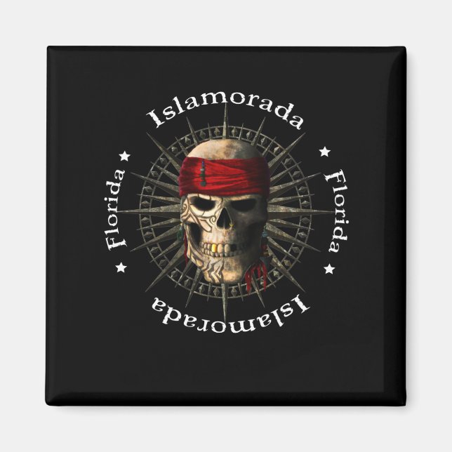 Imã Islamorada Florida Keys Pirate Skull (Frente)