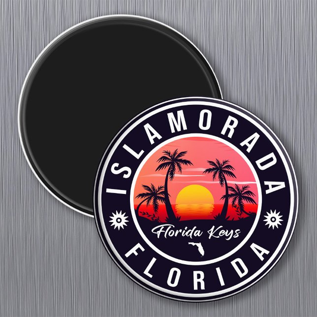 Imã Islamorada Florida Retro Sunset Beach Souvenirs (Criador carregado)