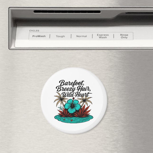 Imã Island Spirit Boho Magnet – Teal Hibiscus Vibe (In Situ (Dishwasher))