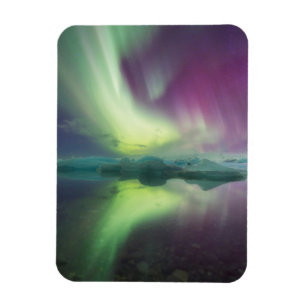 Ímã Islândia, Jokulsarlon. Luzes da Aurora Reflectidas