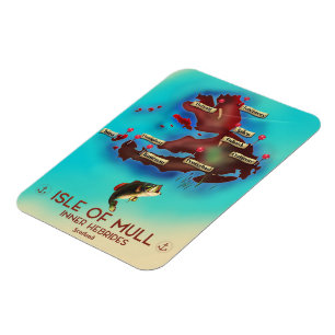 Ímã Isle of Mull Inner Hebrides Scotland Vintage Map.